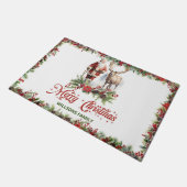 Traditionele rode en witte krans Santa rendier Deurmat (Schuin)