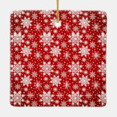 Traditionele rode en witte sneeuwvlokken Foto Keramisch Ornament (Achterkant)