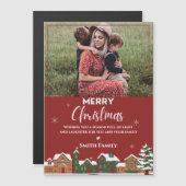 Traditionele rode familiefoto kerstgroet (Voorkant / Achterkant)