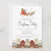 Traditionele rode feestelijke familie santa kerst kaart (Voorkant)