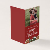 Traditionele rode foto vrolijke kerstgroet kaart (Buitenkant)