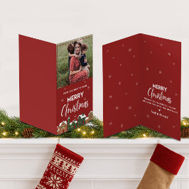 Traditionele rode foto vrolijke kerstgroet kaart