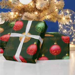 Traditionele rode gouden en groene Ornamenten Cadeaupapier