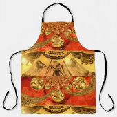 Traditionele rode gouden gele Afrikaanse kleuren Schort (Voorkant)