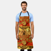 Traditionele rode gouden gele Afrikaanse kleuren Schort (Gedragen)