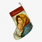Traditionele Rode & Gouden Madonna en Kind Religie Kleine Kerstsok (Achterkant (Hangend))
