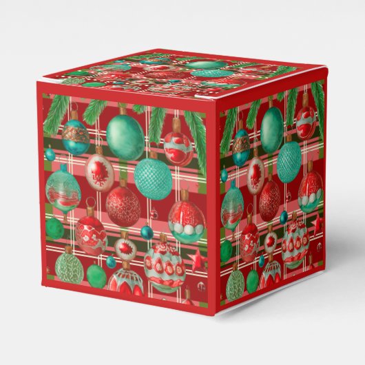 Traditionele rode groene geruite vakantie bedankdoosjes (Voorkant Zijde)