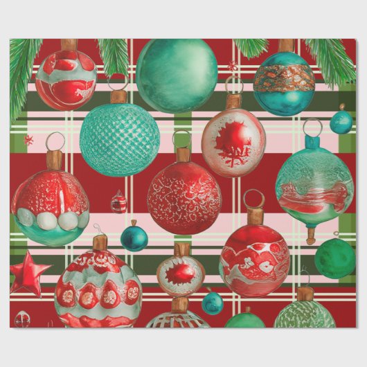 Traditionele rode groene geruite vakantie cadeaupapier (Vlak)