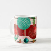 Traditionele rode groene geruite vakantie koffiemok (Voorkant links)
