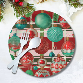 Traditionele rode groene geruite vakantie papieren bordje