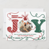 Traditionele rode groene Joy foto Kerstmis Feestdagenkaart (Voorkant)