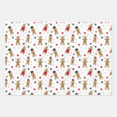 Traditionele Rode Groene Kerst Gingerbread Santa Inpakpapier Vel (Voorkant 2)