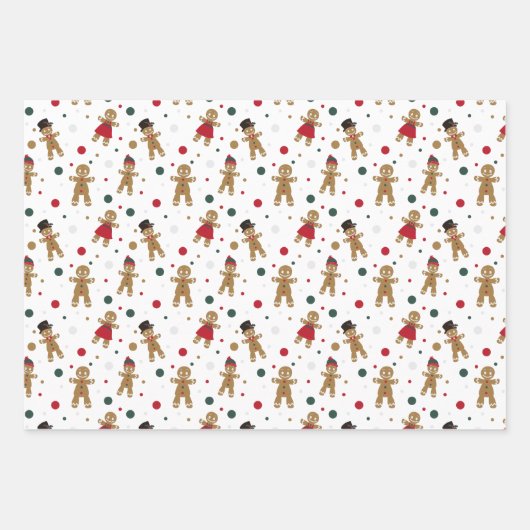 Traditionele Rode Groene Kerst Gingerbread Santa Inpakpapier Vel (Voorkant 2)