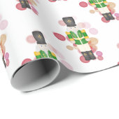 Traditionele rode & groene kerst notenkraker cadeaupapier (Rol Hoek)