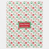 Traditionele rode & groene kerstballen deken (Voorkant)