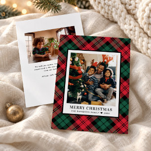 Traditionele Rode Groene Tartan Prettig Kerstmis F Feestdagenkaart