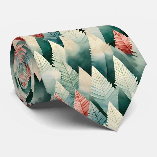 Traditionele rode groene Waterverf kerstboom Stropdas (Opgerold)