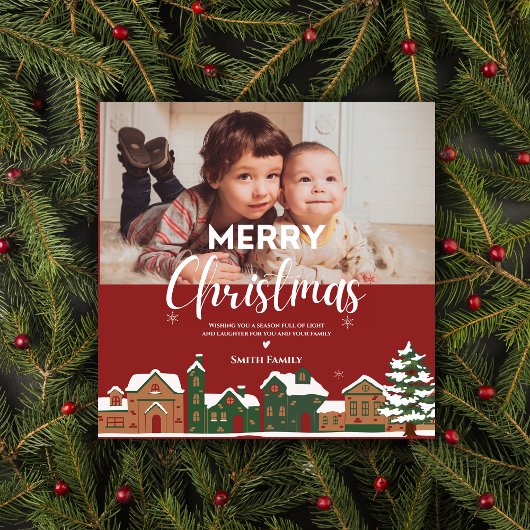 Traditionele rode kerst aangepaste feestfoto