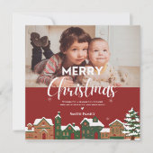 Traditionele rode kerst aangepaste feestfoto (Voorkant)