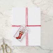 TRADITIONELE RODE KERST KOUS CADEAULABEL (Met Touw)