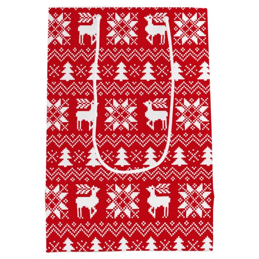 Traditionele rode kerst trui winter design medium cadeauzakje (Achterkant)