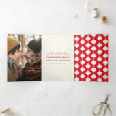 Traditionele rode  kerstfoto drieluik wenskaart (Binnen)