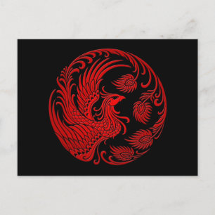 Traditionele rode Phoenix Cirkel Briefkaart