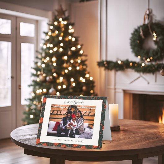 Traditionele rode poinsettia foto kerst Kaart