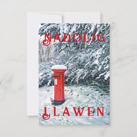 Traditionele rode postbus en sneeuw op bomen (Voorkant)