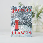 Traditionele rode postbus en sneeuw op bomen (Staand voorkant)