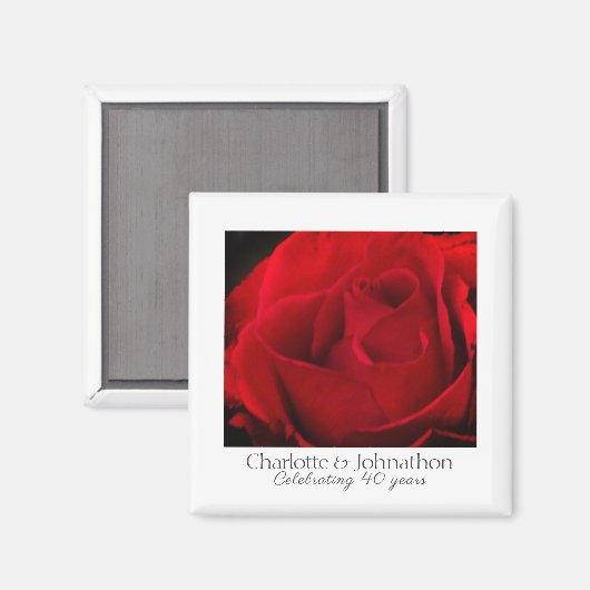 Traditionele rode roos 40ste trouwdag magneet (Voorkant / Achterkant)