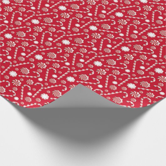 Traditionele rode snoepriet cadeaupapier (Hoek)