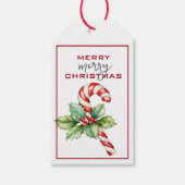 TRADITIONELE RODE & WITTE CANDY CANE KERST CADEAULABEL (Voorkant)