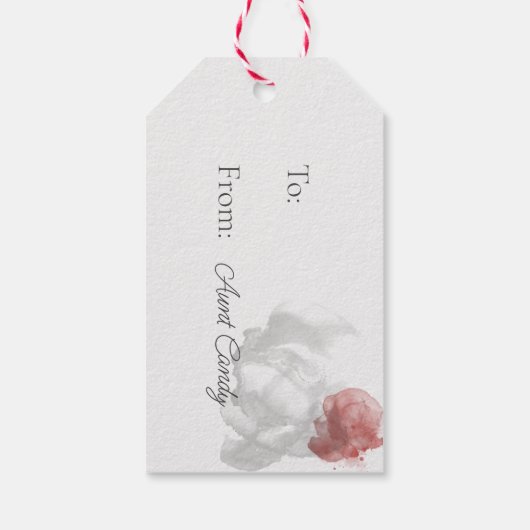 Traditionele rode witte Waterverf kerstboom Cadeaulabel (Achterkant)