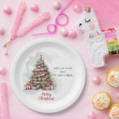 Traditionele rode witte Waterverf kerstboom Papieren Bordje (Feest)