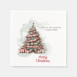 Traditionele rode witte Waterverf kerstboom Servet