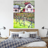 Traditionele Roemeense dorpshandgeschilderde wandk Canvas Afdruk (Insitu (Slaapkamer))