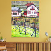 Traditionele Roemeense dorpshandgeschilderde wandk Canvas Afdruk (Insitu (Woonkamer))