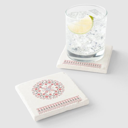 Traditionele Roemeense volksmotieven Roemenië 1 Stenen Onderzetter (Zijkant)