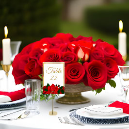 Traditionele Romantische gouden rode rozen bruilof Kaart