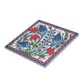 Traditionele rood blauwe bloem Turkse Ottomaanse I Tegeltje (Zijkant)