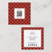 Traditionele Rood- en Goud-Chinese PatroonQR-code Vierkante Visitekaartje (Voorkant / Achterkant)