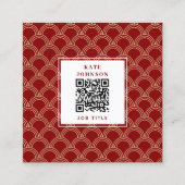 Traditionele Rood- en Goud-Chinese PatroonQR-code Vierkante Visitekaartje (Voorkant)