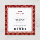 Traditionele Rood- en Goud-Chinese PatroonQR-code Vierkante Visitekaartje (Achterkant)