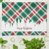 Traditionele rood en groen geplakte kerstboom theedoek (Gevouwen)