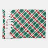 Traditionele rood en groen geplakte kerstboom theedoek (Horizontaal)