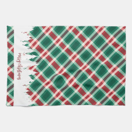 Traditionele rood en groen geplakte kerstboom theedoek