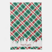 Traditionele rood en groen geplakte kerstboom theedoek (Verticaal)