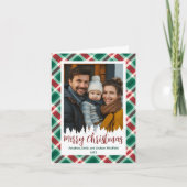 Traditionele rood en groen geplakte kerstfoto feestdagen kaart (Voorkant)