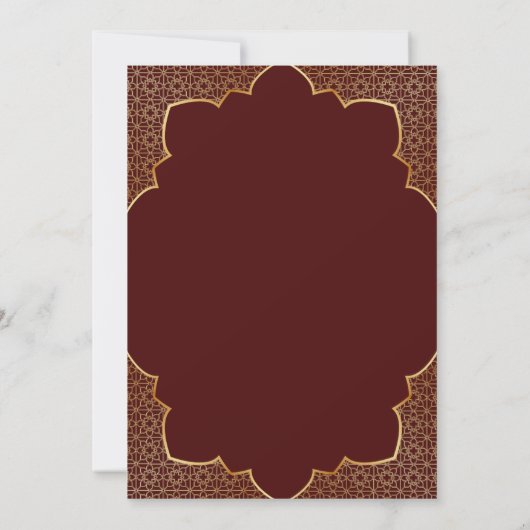 Traditionele ROOD GOUD Brons Mandala Indiase bruil Kaart (Achterkant)